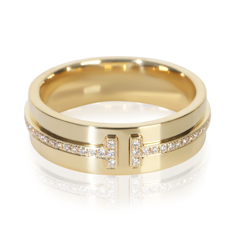 Tiffany & Co. Yellow Gold Diamond Tiffany T Wide Ring